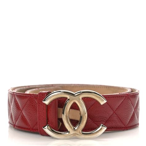 CHANEL Caviar Quilted CC Belt Red 1312467